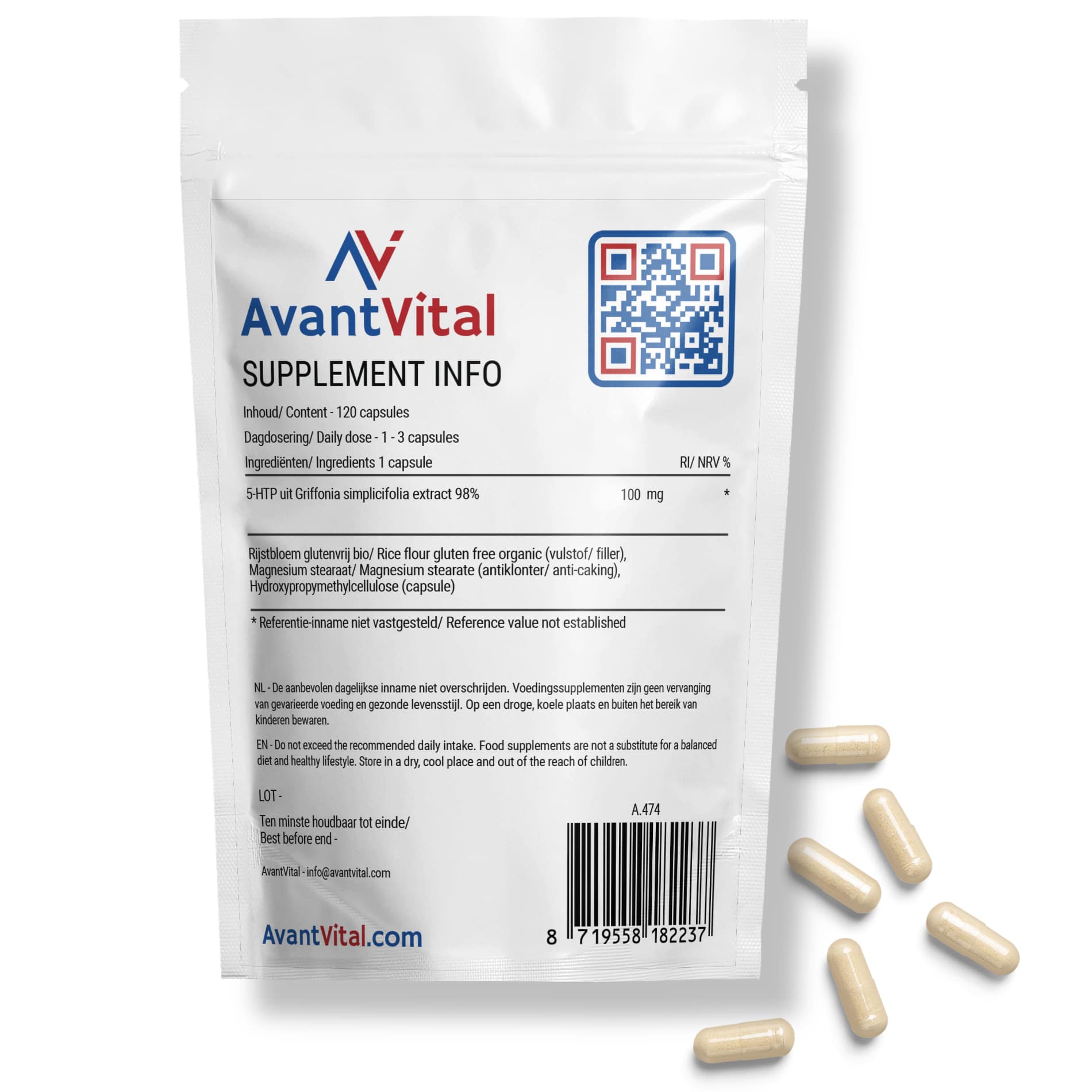 5-HTP Griffonia Simplicifolia – 100 mg Botanische extracten 4 5-HTP Griffonia Simplicifolia – 100 mg Botanische extracten AvantVital 4